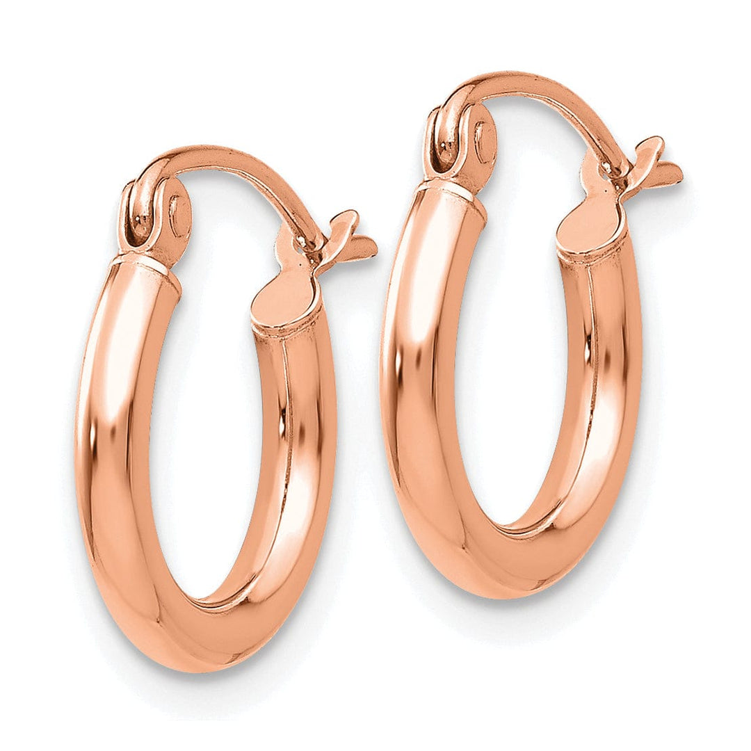 Lovely Rita's Earrings 14K Rose Gold Luxe Polished 13mm Lightweight Tube Hoop Earrings