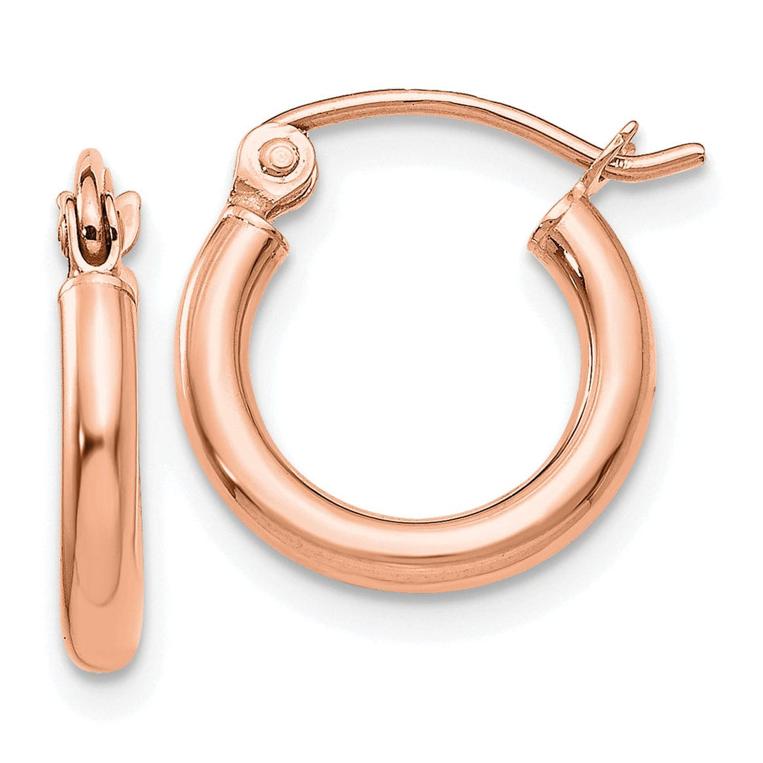 Lovely Rita's Earrings 14K Rose Gold Luxe Polished 13mm Lightweight Tube Hoop Earrings
