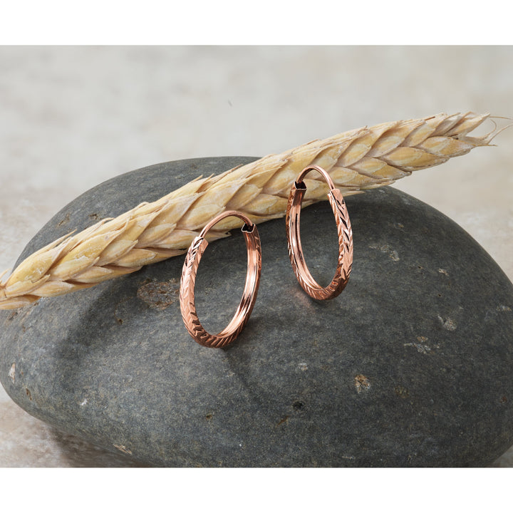 Lovely Rita's Earrings 14K Rose Gold Modern D.C Square-Tube 1.6x15mm Endless Hoop Earrings