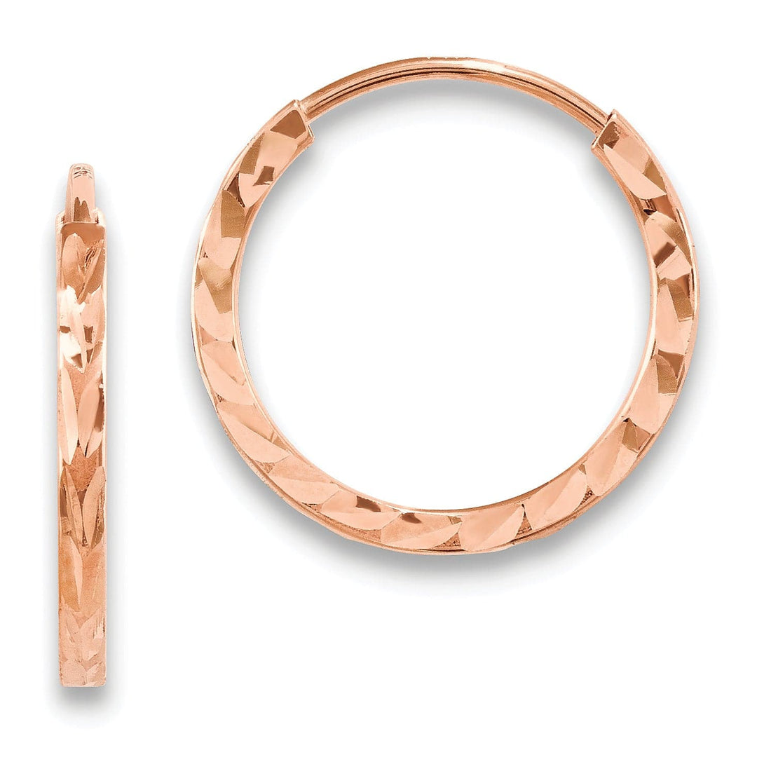 Lovely Rita's Earrings 14K Rose Gold Modern D.C Square-Tube 1.6x15mm Endless Hoop Earrings