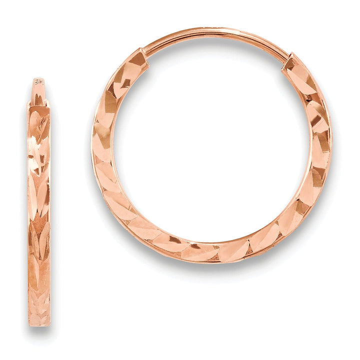 Lovely Rita's Earrings 14K Rose Gold Modern D.C Square-Tube 1.6x15mm Endless Hoop Earrings