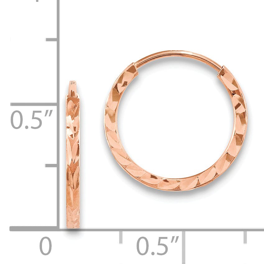 Lovely Rita's Earrings 14K Rose Gold Modern D.C Square-Tube 1.6x15mm Endless Hoop Earrings