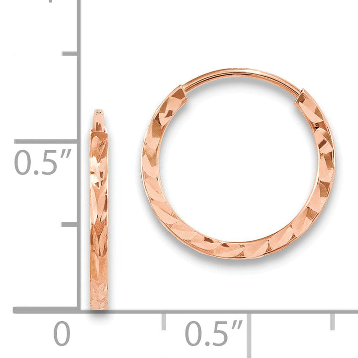 Lovely Rita's Earrings 14K Rose Gold Modern D.C Square-Tube 1.6x15mm Endless Hoop Earrings