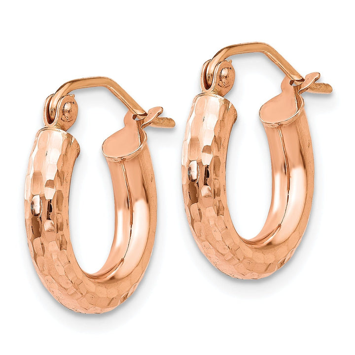 Lovely Rita's Earrings 14K Rose Gold Modern Diamond-Cut 3.25mm Lightweight Tube Hoop Earrings