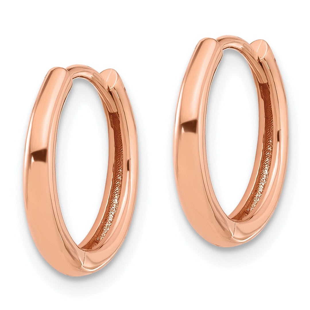 Lovely Rita's Earrings 14K Rose Gold Modern Polished 14.3mm Round Hinged Hoop Earrings