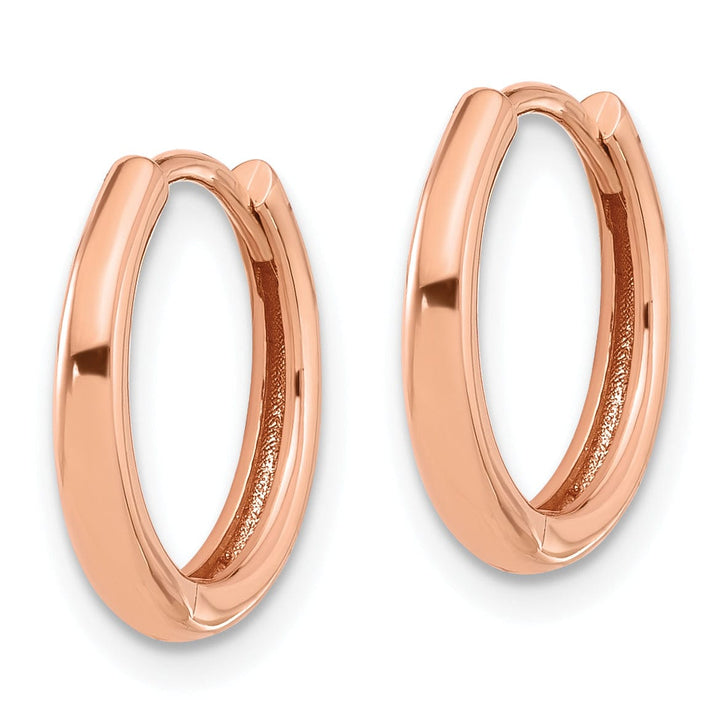 Lovely Rita's Earrings 14K Rose Gold Modern Polished 14.3mm Round Hinged Hoop Earrings