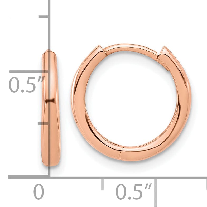 Lovely Rita's Earrings 14K Rose Gold Modern Polished 14.3mm Round Hinged Hoop Earrings