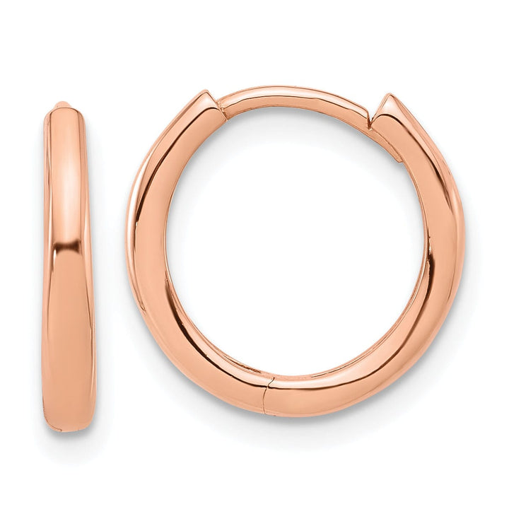 Lovely Rita's Earrings 14K Rose Gold Modern Polished 14.3mm Round Hinged Hoop Earrings