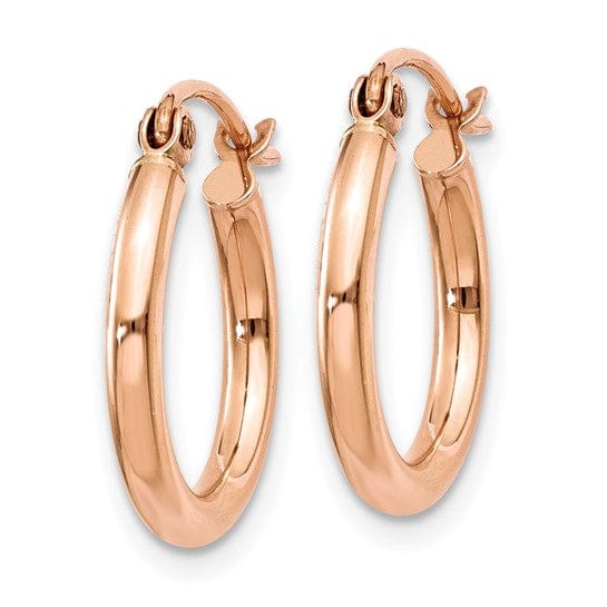 Lovely Rita's Earrings 14K Rose Gold Modern Polished 15mm Lightweight Tube Hoop Earrings