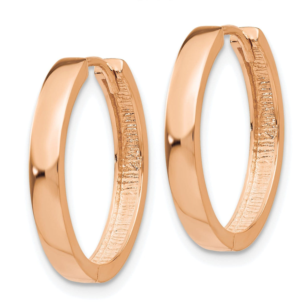 Lovely Rita's Earrings 14K Rose Gold Modern Polished 3mm Hinged Hoop Earrings