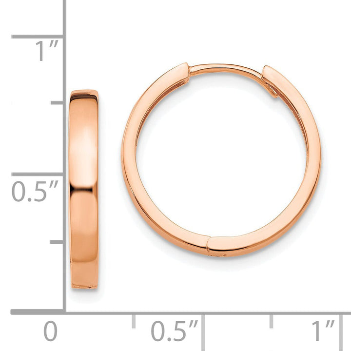 Lovely Rita's Earrings 14K Rose Gold Modern Polished 3mm Hinged Hoop Earrings