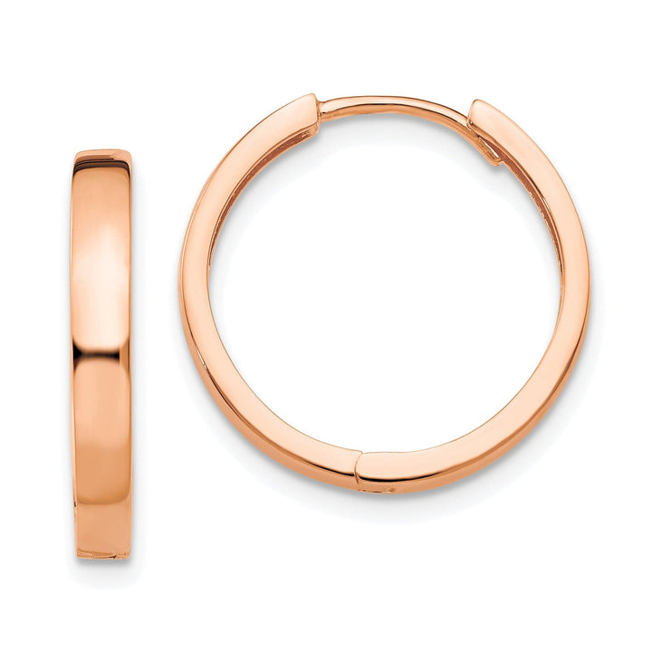 Lovely Rita's Earrings 14K Rose Gold Modern Polished 3mm Hinged Hoop Earrings