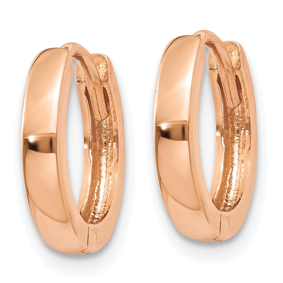 Lovely Rita's Earrings 14K Rose Gold Perfect Polished 11.5mm 1.8mm Round Hinged Hoop Earrings