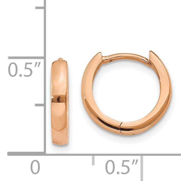 Lovely Rita's Earrings 14K Rose Gold Perfect Polished 11.5mm 1.8mm Round Hinged Hoop Earrings
