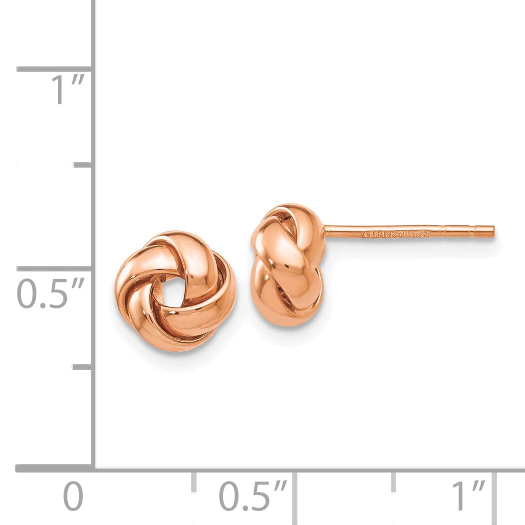 Lovely Rita's Earrings 14K Rose Gold Perfect Polished 8mm Love Knot Post Earrings