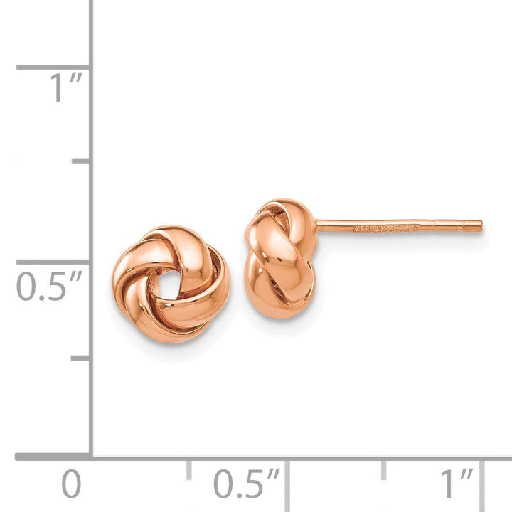 Lovely Rita's Earrings 14K Rose Gold Perfect Polished 8mm Love Knot Post Earrings