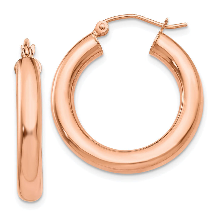 Lovely Rita's Earrings 14K Rose Gold Polished Polished 4mm Tube Hoop Earrings