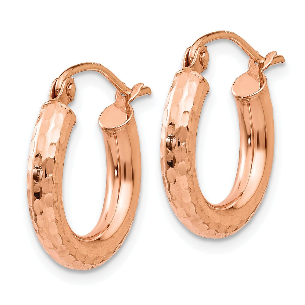Lovely Rita's Earrings 14K Rose Gold Radiant Diamond-Cut 3.25mm Lightweight Hoop Earrings