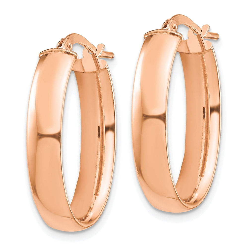 Lovely Rita's Earrings 14K Rose Gold Radiant Polished 16.77 mm Oval Tube Hoop Earrings