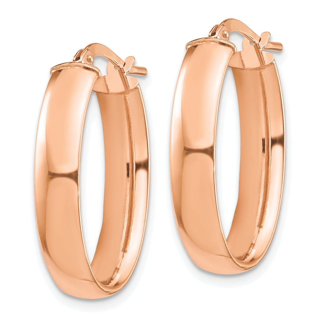 Lovely Rita's Earrings 14K Rose Gold Radiant Polished 16.77 mm Oval Tube Hoop Earrings