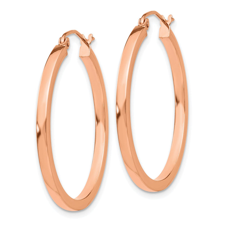 Lovely Rita's Earrings 14K Rose Gold Radiant Polished 30mm Lightweight Square Hoop Earrings