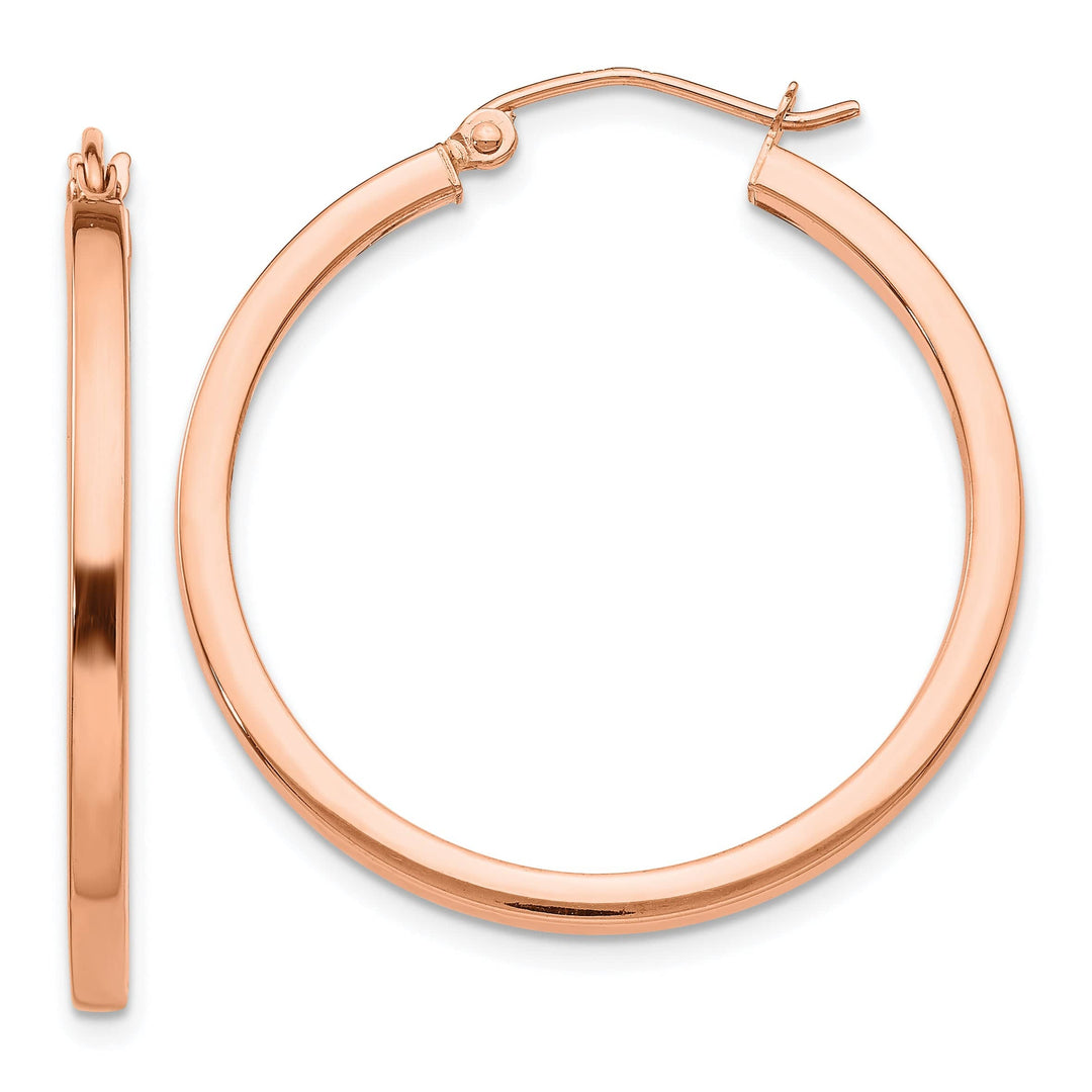 Lovely Rita's Earrings 14K Rose Gold Radiant Polished 30mm Lightweight Square Hoop Earrings