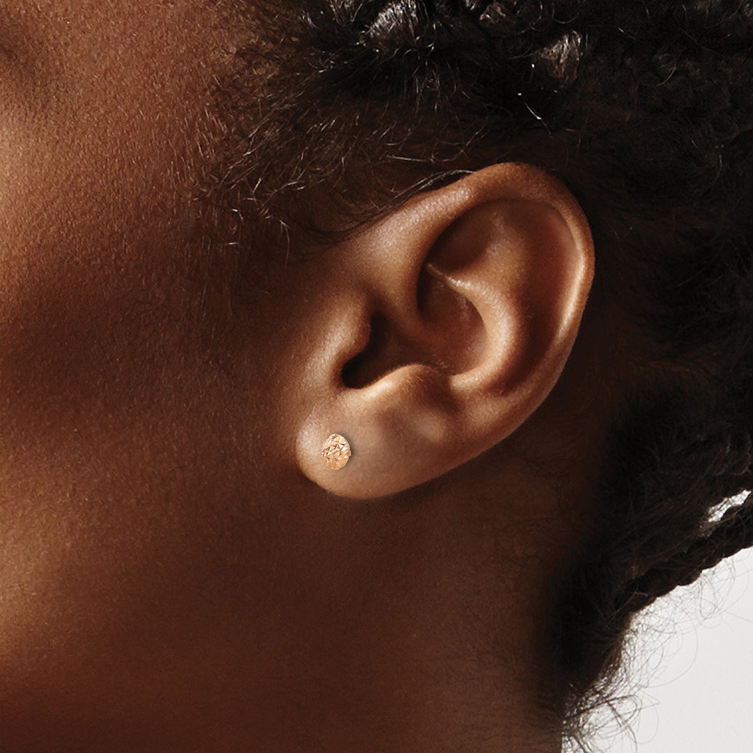 Lovely Rita's Earrings 14K Rose Gold Radiant Polished 5mm Puff Circle Button Post Earrings