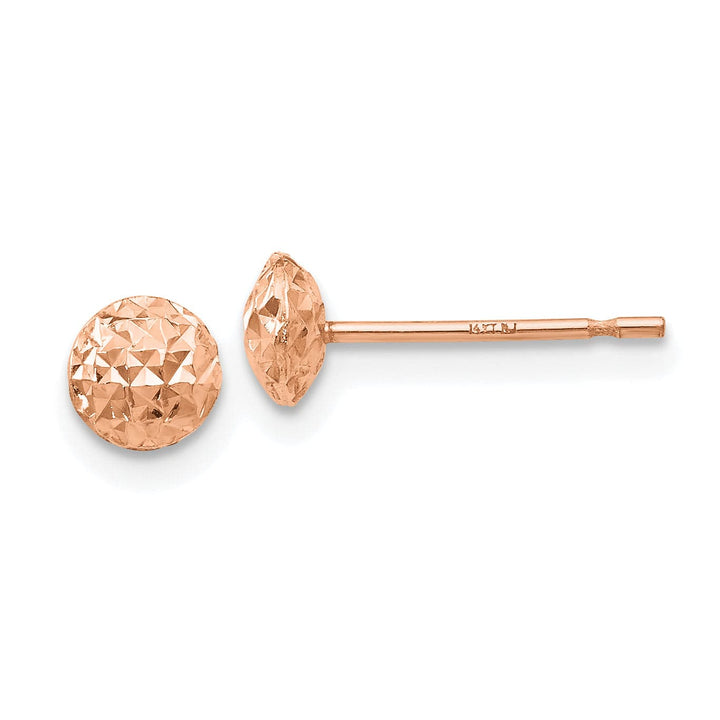 Lovely Rita's Earrings 14K Rose Gold Radiant Polished 5mm Puff Circle Button Post Earrings