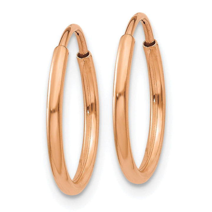Lovely Rita's Earrings 14K Rose Gold Refined Polished 1.2x14mm Endless Hoop Earrings