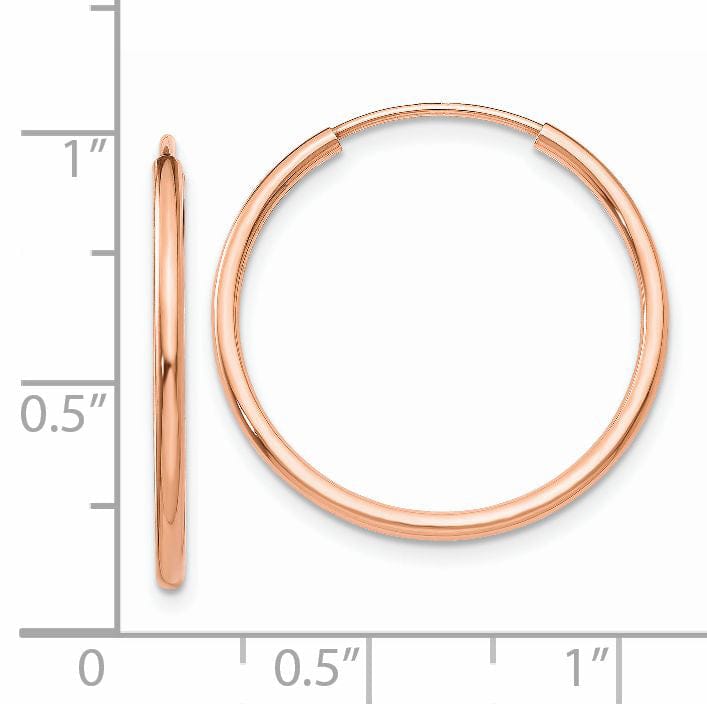 Lovely Rita's Earrings 14K Rose Gold Refined Polished 1.5x23mm Endless Hoop Earrings