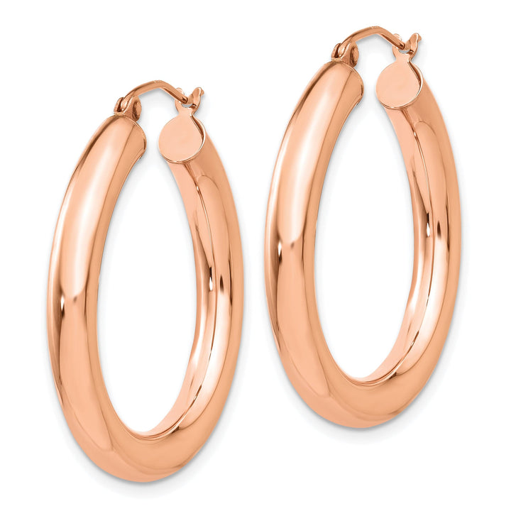 Lovely Rita's Earrings 14K Rose Gold Refined Polished 4mm Tube Hoop Earrings
