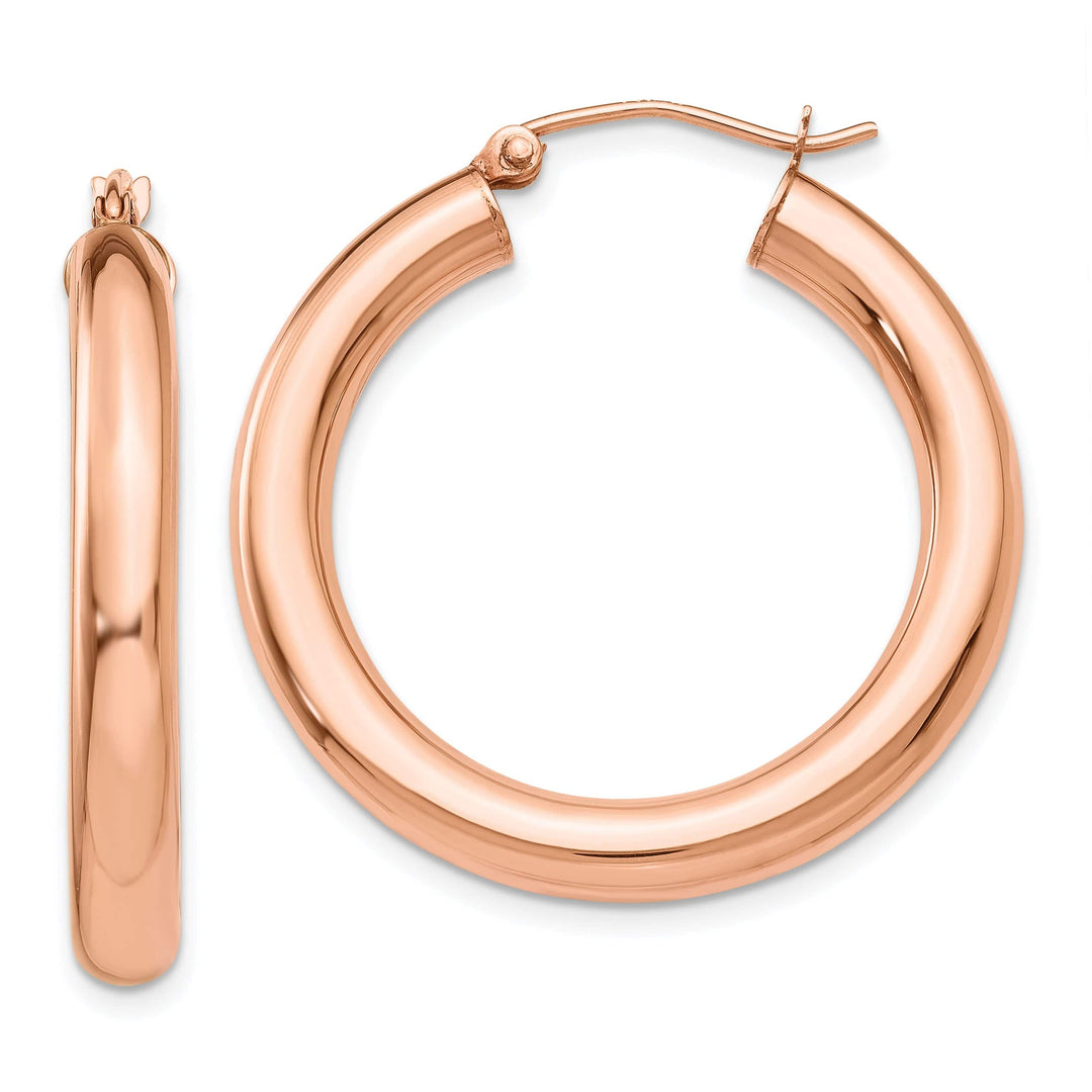 Lovely Rita's Earrings 14K Rose Gold Refined Polished 4mm Tube Hoop Earrings