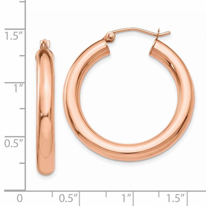 Lovely Rita's Earrings 14K Rose Gold Refined Polished 4mm Tube Hoop Earrings