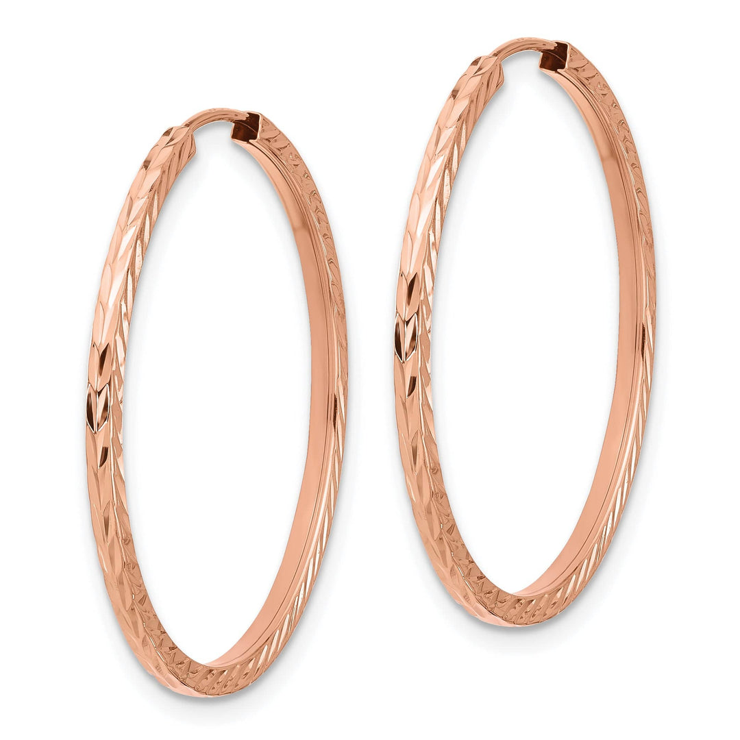 Lovely Rita's Earrings 14K Rose Gold Sleek D.C Square-Tube 1.6x30mm Endless Hoop Earrings