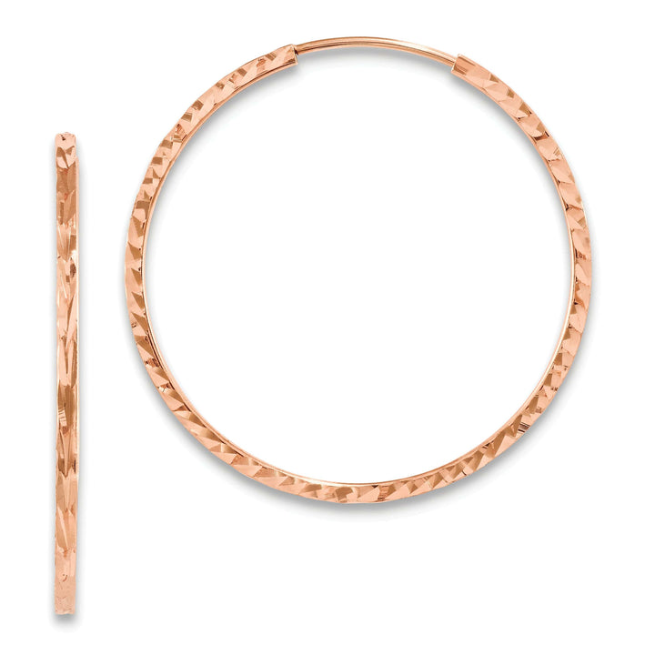 Lovely Rita's Earrings 14K Rose Gold Sleek D.C Square-Tube 1.6x30mm Endless Hoop Earrings