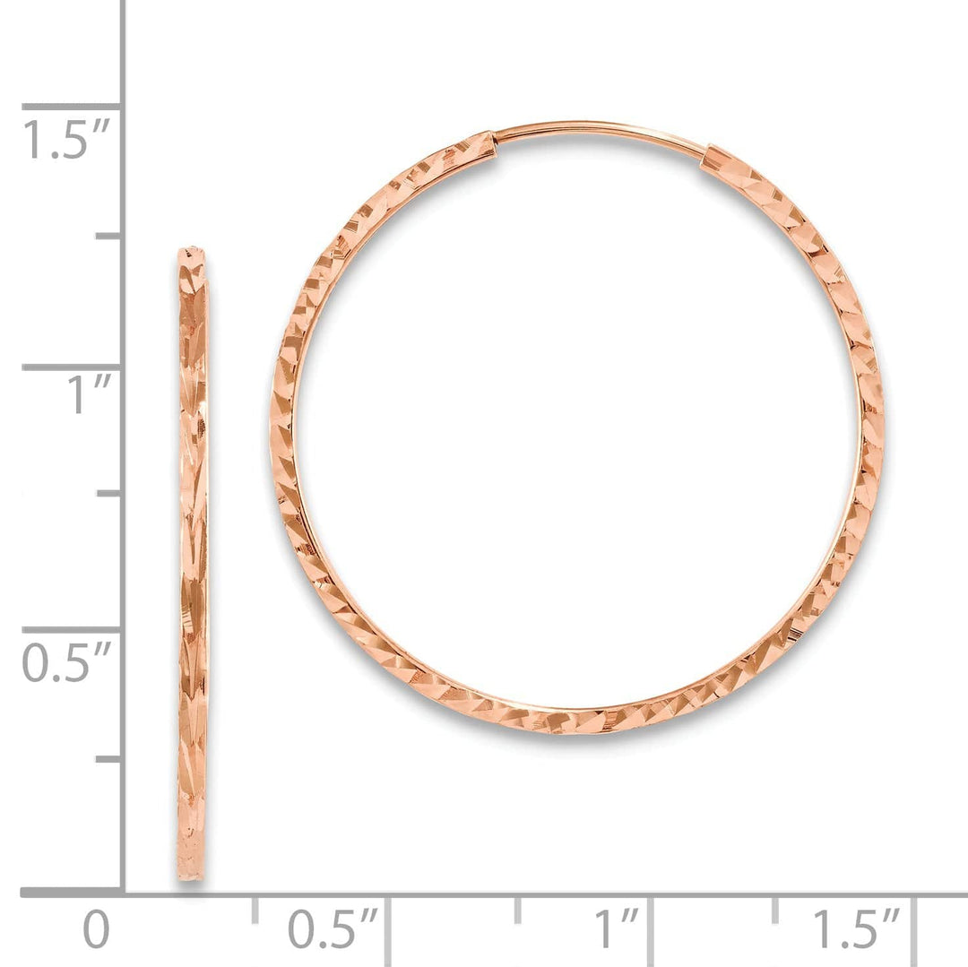Lovely Rita's Earrings 14K Rose Gold Sleek D.C Square-Tube 1.6x30mm Endless Hoop Earrings