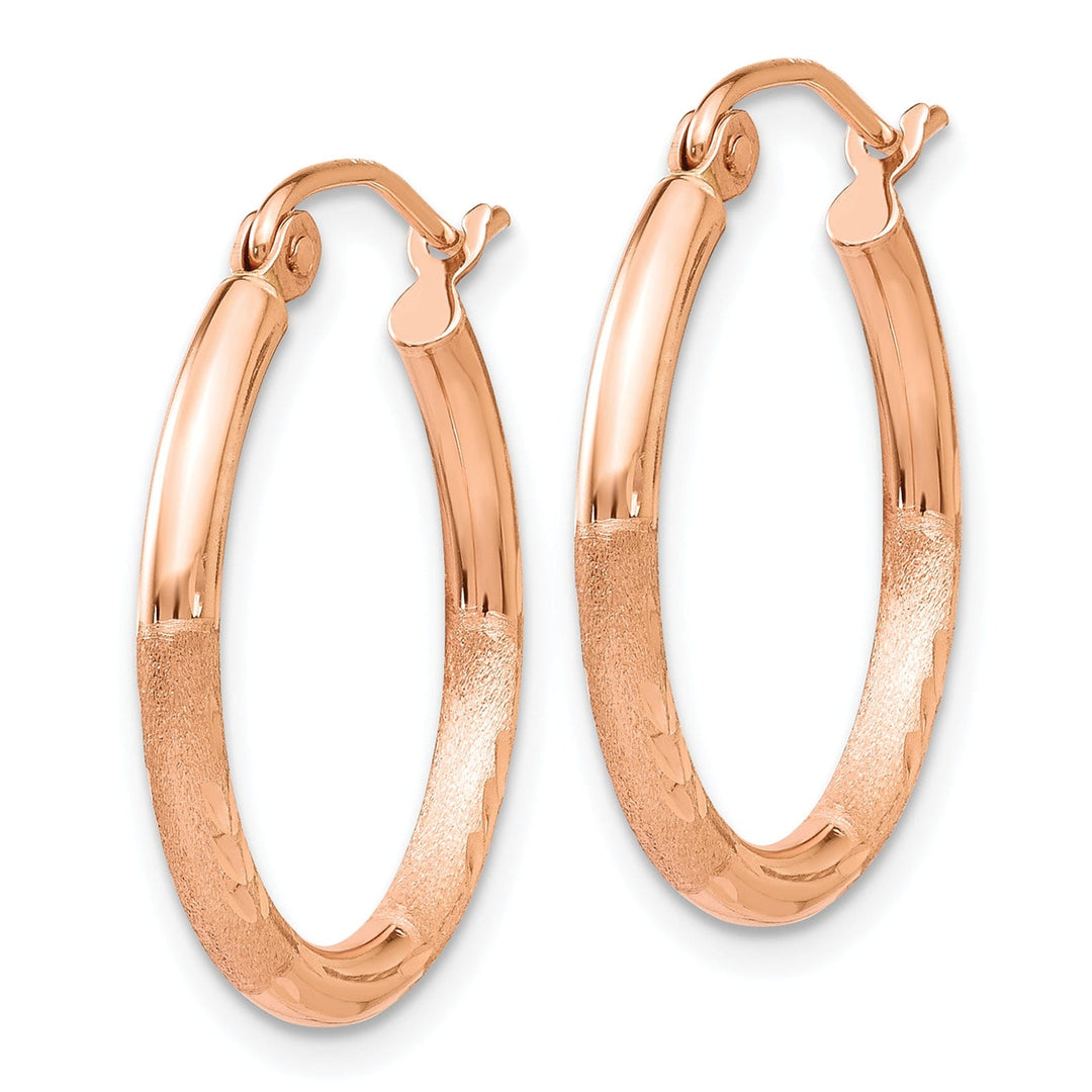 Lovely Rita's Earrings 14K Rose Gold Sleek Diamond-Cut Satin 20mm Lightweight Hoop Earrings