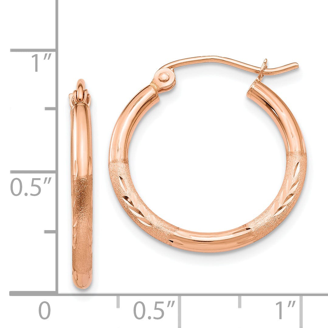 Lovely Rita's Earrings 14K Rose Gold Sleek Diamond-Cut Satin 20mm Lightweight Hoop Earrings