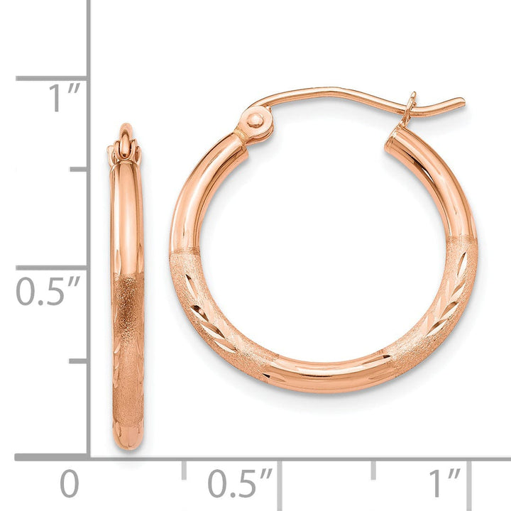 Lovely Rita's Earrings 14K Rose Gold Sleek Diamond-Cut Satin 20mm Lightweight Hoop Earrings