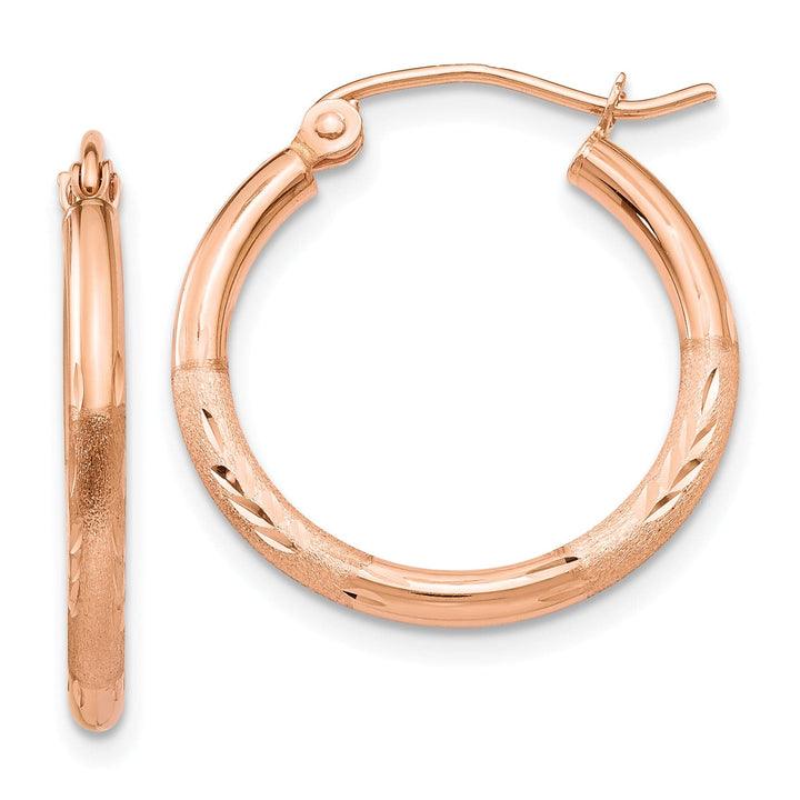 Lovely Rita's Earrings 14K Rose Gold Sleek Diamond-Cut Satin 20mm Lightweight Hoop Earrings