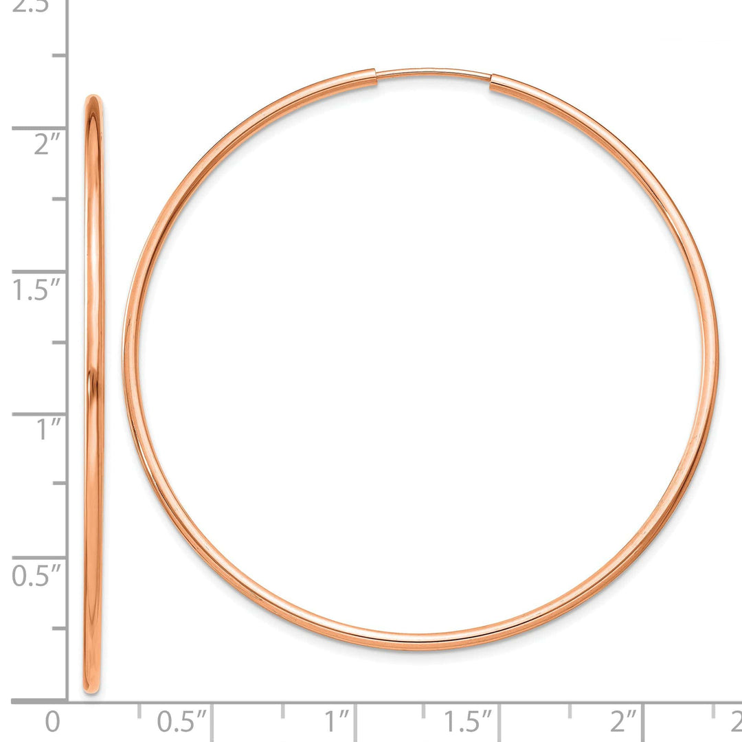 Lovely Rita's Earrings 14K Rose Gold Sleek Polished 1.5x51mm Endless Hoop Earrings