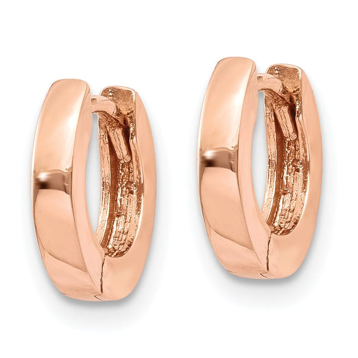 Lovely Rita's Earrings 14K Rose Gold Sleek Polished 2mm Round Hinged Hoop Earrings
