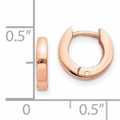 Lovely Rita's Earrings 14K Rose Gold Sleek Polished 2mm Round Hinged Hoop Earrings