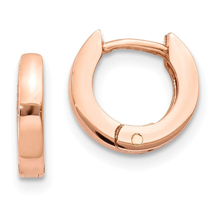 Lovely Rita's Earrings 14K Rose Gold Sleek Polished 2mm Round Hinged Hoop Earrings