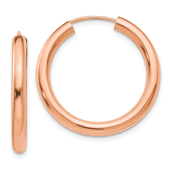 Lovely Rita's Earrings 14K Rose Gold Sleek Polished 3.00x25mm Endless Hoop Earrings
