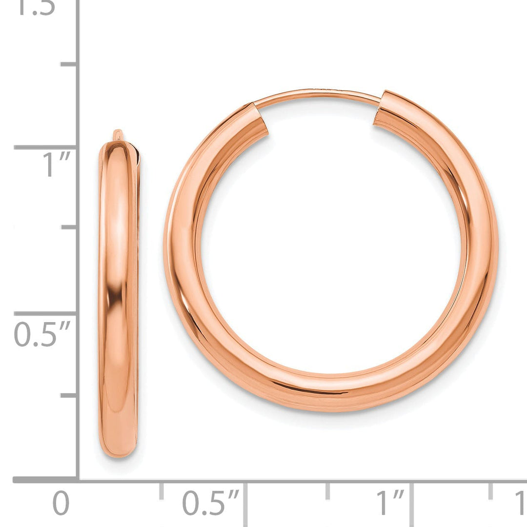 Lovely Rita's Earrings 14K Rose Gold Sleek Polished 3.00x25mm Endless Hoop Earrings