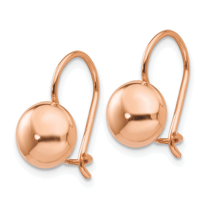 Lovely Rita's Earrings 14K Rose Gold Sleek Polished 8mm Button Kidney Wire Earrings