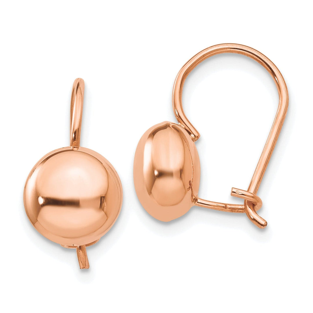 Lovely Rita's Earrings 14K Rose Gold Sleek Polished 8mm Button Kidney Wire Earrings