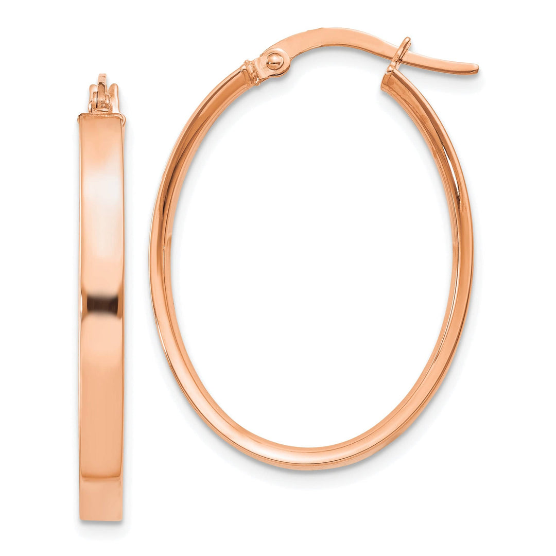 Lovely Rita's Earrings 14K Rose Gold Sparkling Polished 22 mm Oval Tube Hoop Earrings