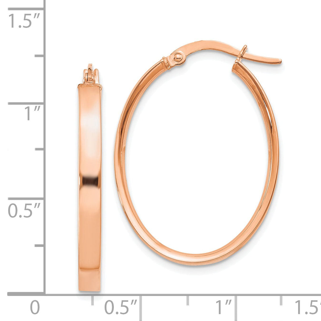 Lovely Rita's Earrings 14K Rose Gold Sparkling Polished 22 mm Oval Tube Hoop Earrings
